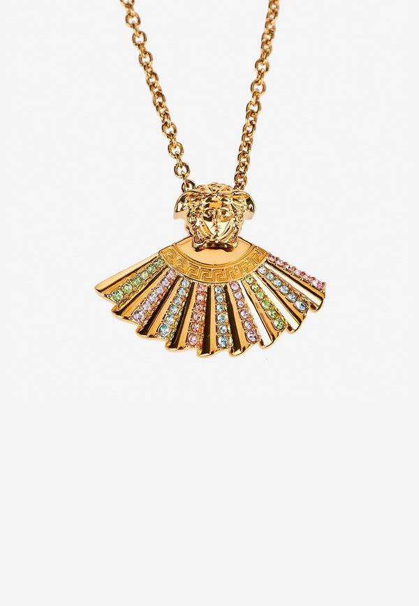 Versace The Fan Medusa Necklace with Swarovski Crystals Gold 1006584 1A00621 4J580