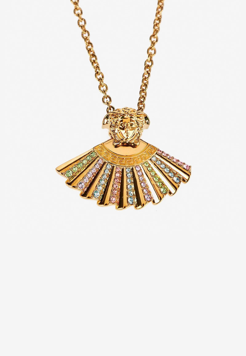 Versace The Fan Medusa Necklace with Swarovski Crystals Gold 1006584 1A00621 4J580