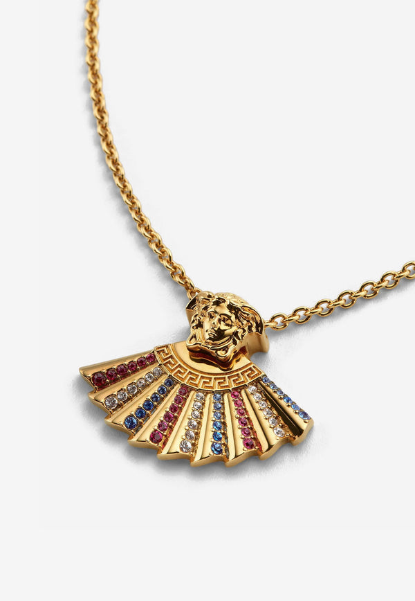Versace The Fan Medusa Necklace with Swarovski Crystals Gold 1006584 1A00621 4J590