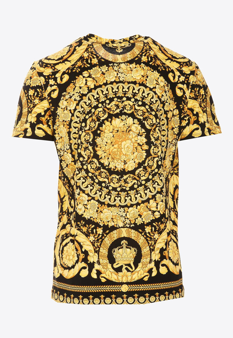 Versace Barocco Print Short-Sleeved T-shirt Yellow 1006662 1A04612 5B000