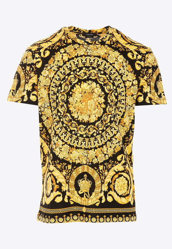 Versace Barocco Print Short-Sleeved T-shirt Yellow 1006662 1A04612 5B000