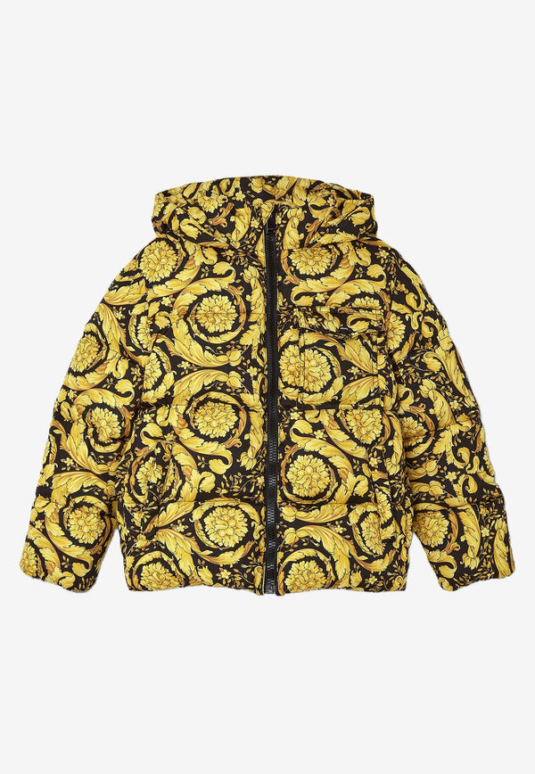 Versace Kids Boys Barocco Puffer Jacket Yellow 1006767 1A04761 5B000