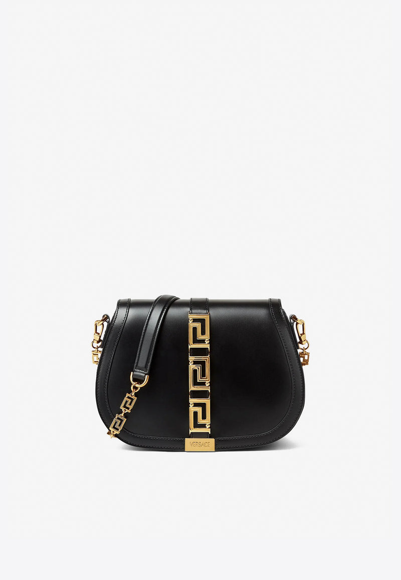Versace Large Greca Goddess Shoulder Bag in Calf Leather Black 1006877 1A05134 1B00V