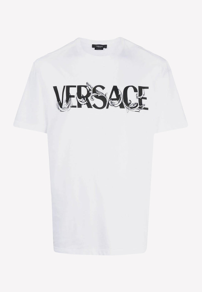 Versace Logo Print Crewneck T-Shirt 10069741A049491W010 White