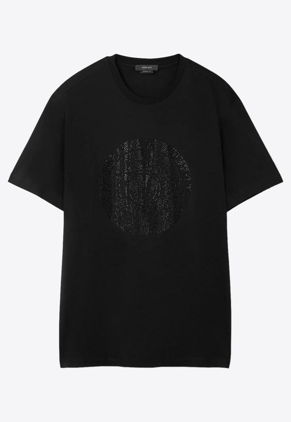 Versace Crystal Embellished Barocco T-shirt Black 1006982 1A04960 1B000