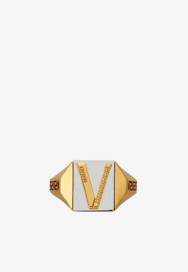 Versace V Greca Signature Ring Metallic 1007160 1A00620 4J080