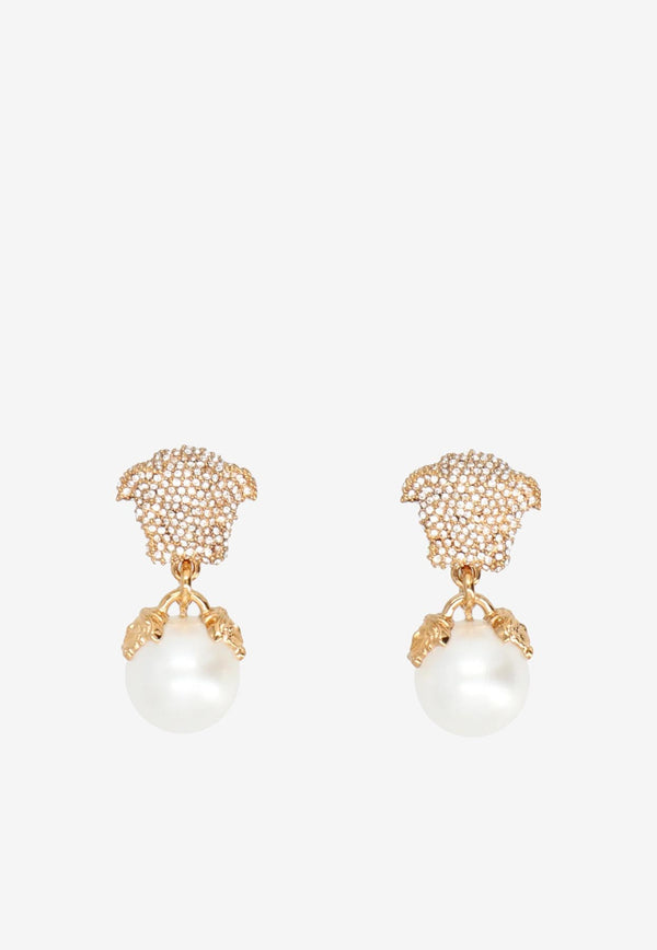 Versace Crystal-Embellished Medusa Earrings White 1007212 1A05107 4J770