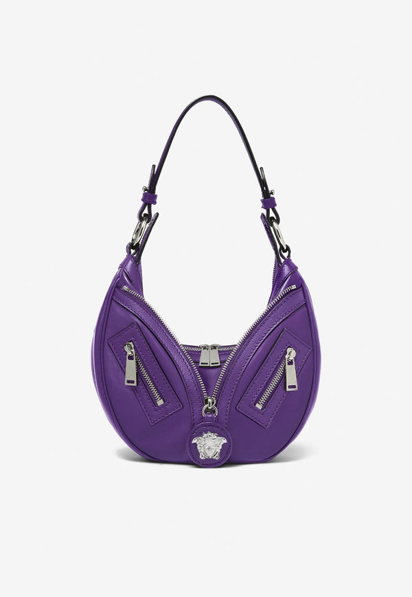 Versace Small Repeat Hobo Leather Shoulder Bag 1007680 1A05878 1LD2P Purple