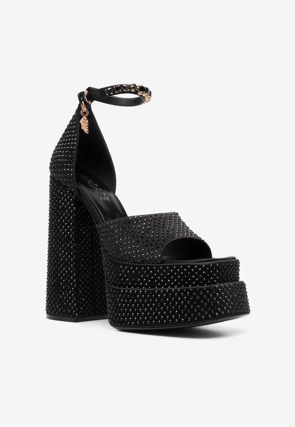 Versace Aevitas 140 Medusa Crystal-Embellished Platform Sandals 1007717 1A02599 1B00V Black