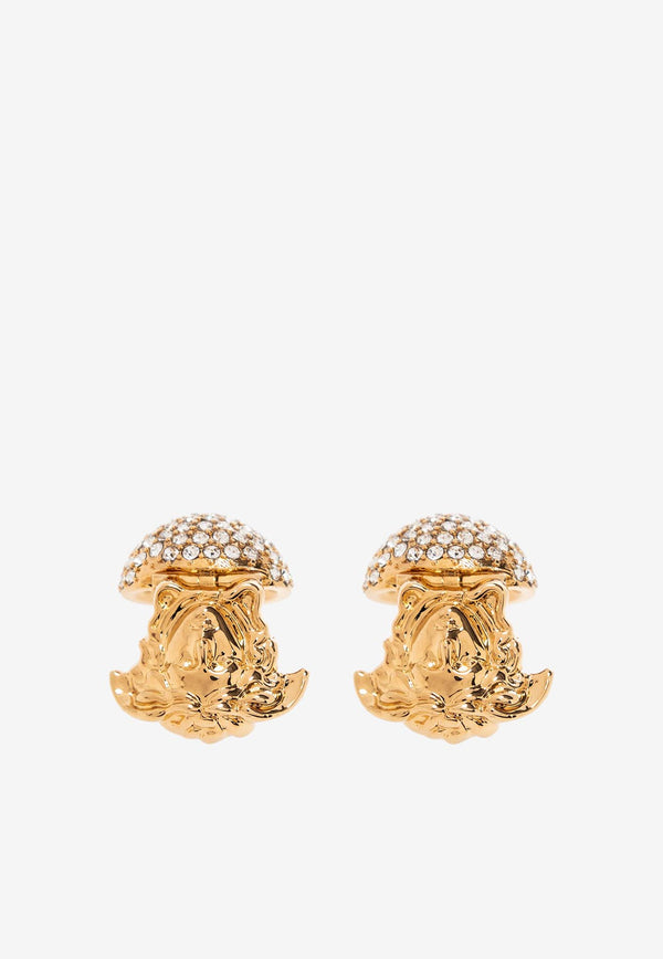 Crystal-Embellished Medusa Earrings Gold 1007989 1A00621 4J090
