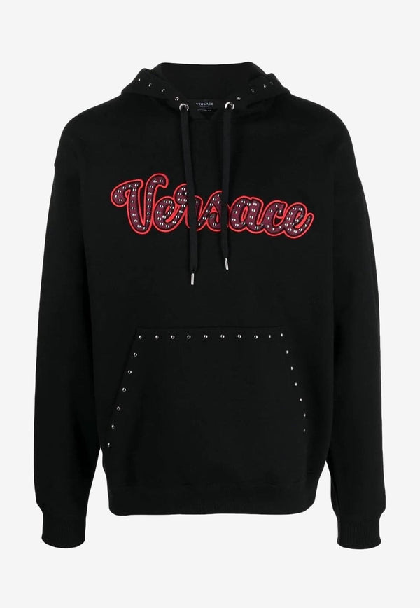 Studded Varsity Logo Hooded Sweatshirt Black 1008064 1A05750 1B000