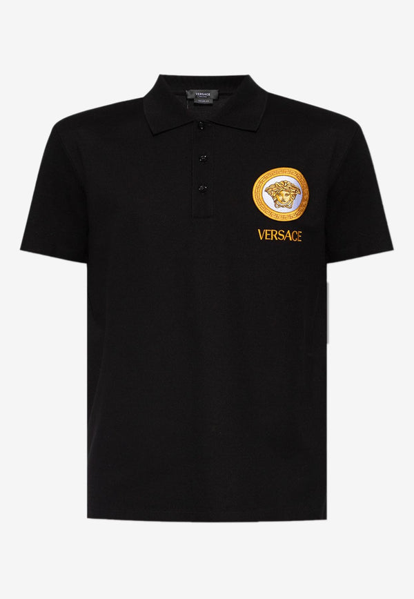 Versace Medusa Embroidered Polo T-shirt 1008503 1A06081 1B000 Black
