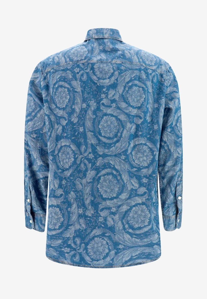 Versace Barocco Silhouette Denim Shirt 1008608 1A05765 1D520 Blue