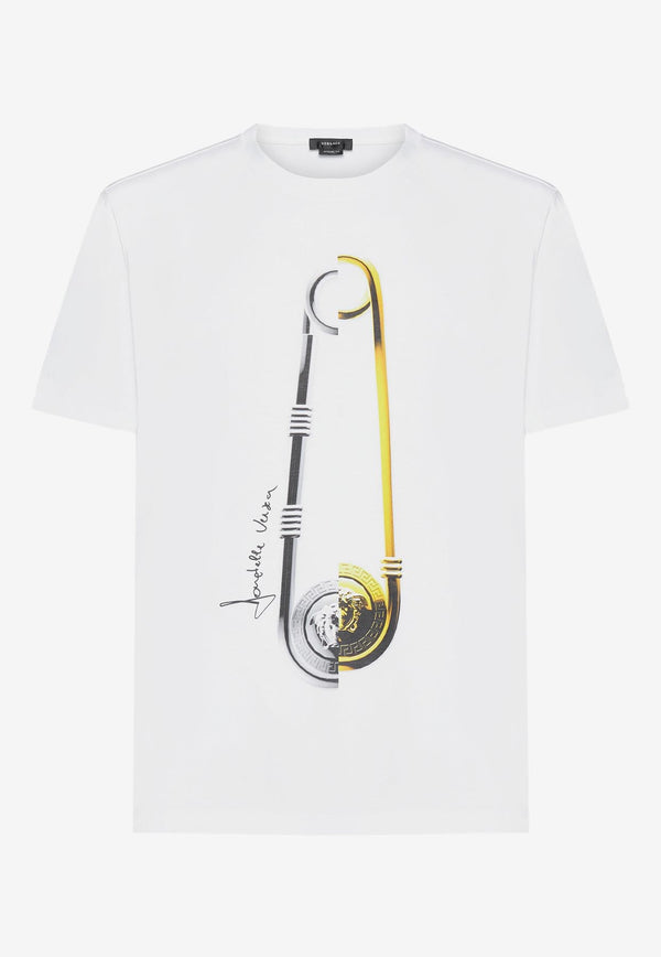 Versace Medusa Pin Print T-shirt 1008674 1A06222 2W580 White