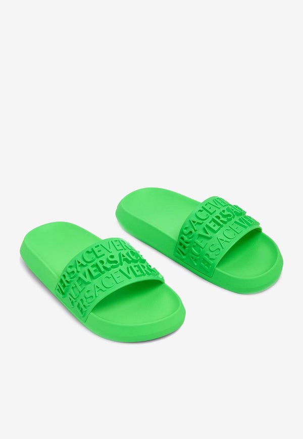 Versace 3D-Logo Rubber Slides 1008730 1A07015 1GE90 Green