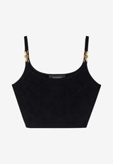 Versace Greca Knitted Cropped Top 1008789 1A05236 1B000 Black