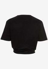 Versace Logo Print Cropped T-shirt 1009137 1A06529 1B000 Black