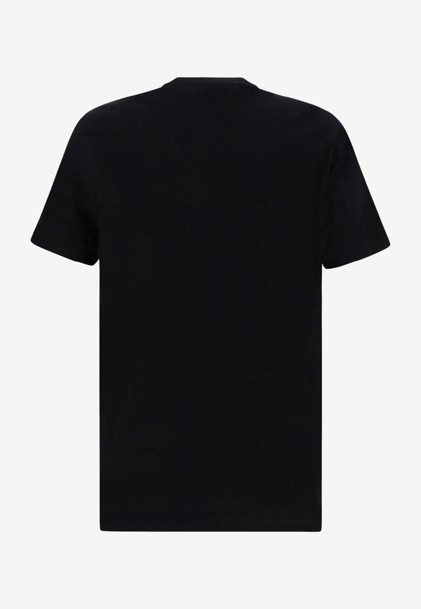 Versace Logo Embroidered Short-Sleeved T-shirt 1009321 1A06781 1B000 Black