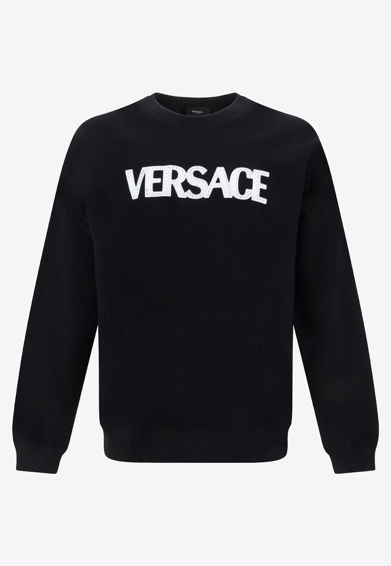 Versace Logo Embroidered Sweatshirt 1009340 1A06793 1B000 Black