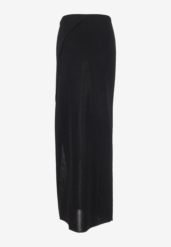 Versace Knitted Maxi Skirt 1009636 1A07004 1B000 Black