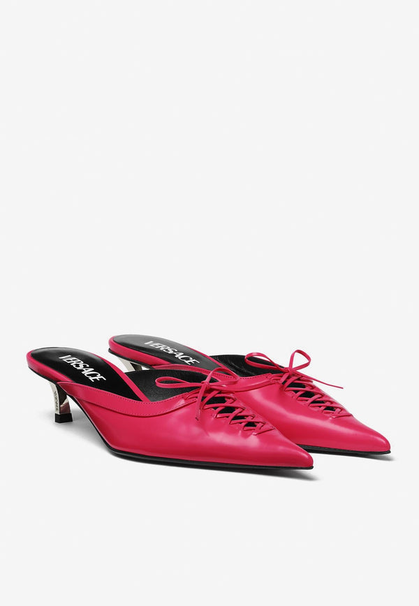 Versace 50 Pin-Point Leather Mules 1009807 DVT51 1PM6P Pink