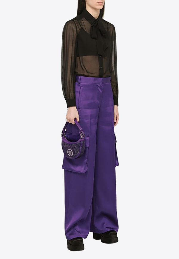 Versace Rhinestone Embellished Hobo Bag Purple 10098191A06487/M_VERSA-1LD2P