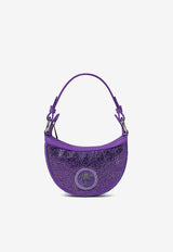 Versace Mini Crystal-Embellished Hobo Shoulder Bag 1009819 1A06487 1LD2P Purple
