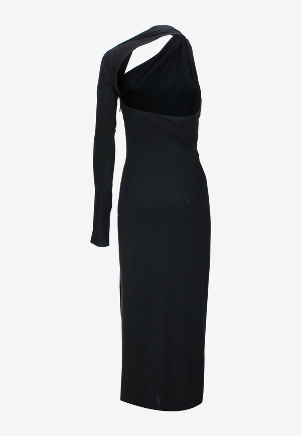 Versace Asymmetric Midi Dress 1009999 1A01253 1B000 Black