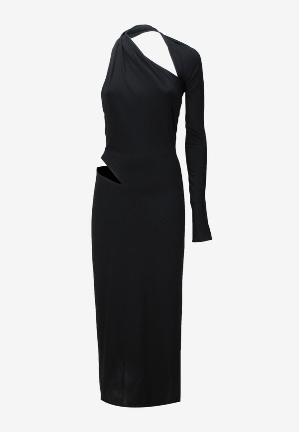 Versace Asymmetric Midi Dress 1009999 1A01253 1B000 Black