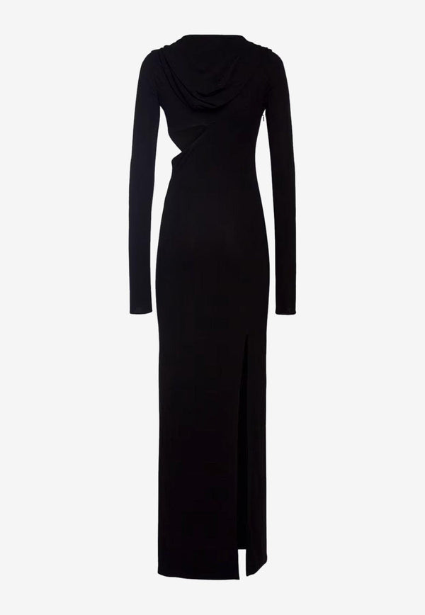Versace Slashed Hoodie Maxi Dress 1010000 1A01253 1B000 Black