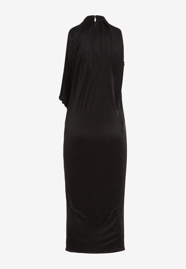 Versace Slashed Halterneck Midi Dress 1010003 1A00572 1B000 Black