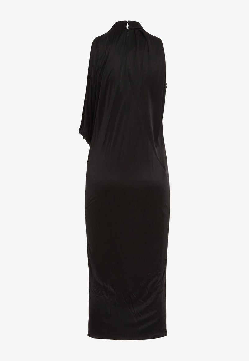 Versace Slashed Halterneck Midi Dress 1010003 1A00572 1B000 Black