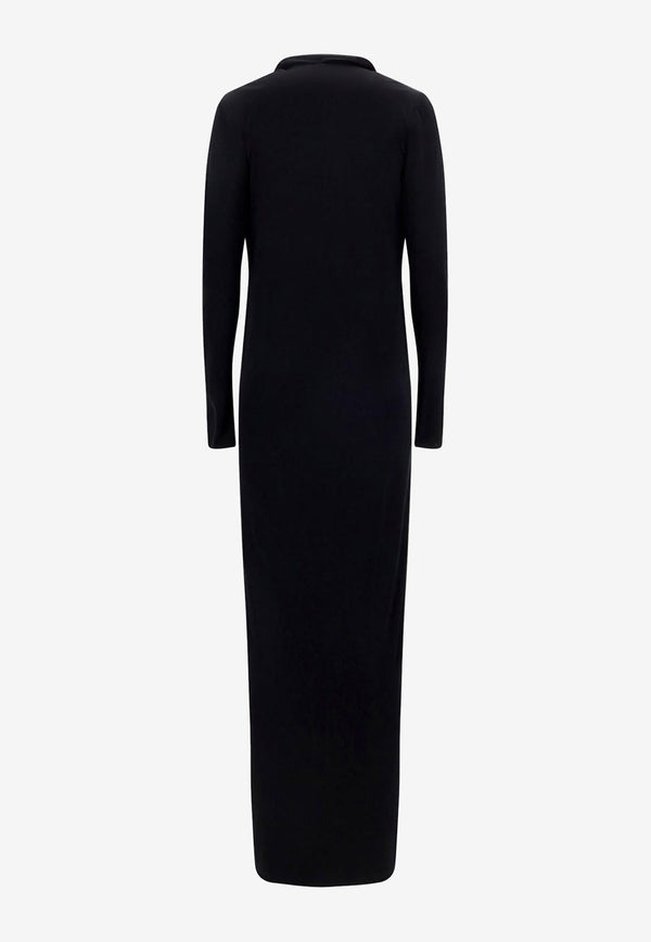 Versace Cowl Long-Sleeved Maxi Dress 1010012 1A00572 1B000 Black