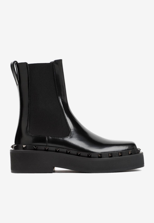 Rockstud Ankle Boots in Calf Leather