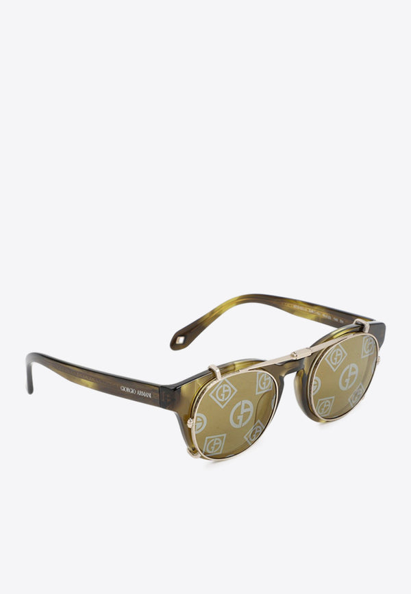 Round Sunglasses with Clip-On Frame