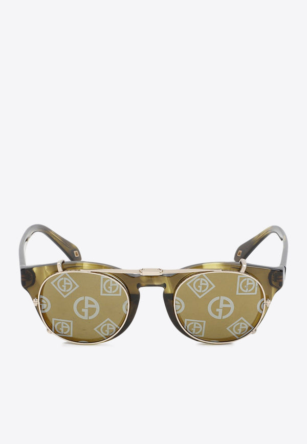 Round Sunglasses with Clip-On Frame