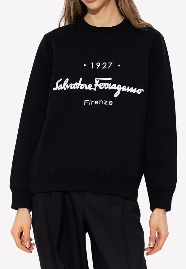 Salvatore Ferragamo 1927 Logo Embroidered Sweatshirt Black 110831 E 760538 BLACK