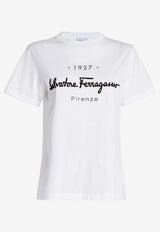 Salvatore Ferragamo 1927 Signature Logo T-shirt White 11C466 H 722283 BCO OTTICO/NERO