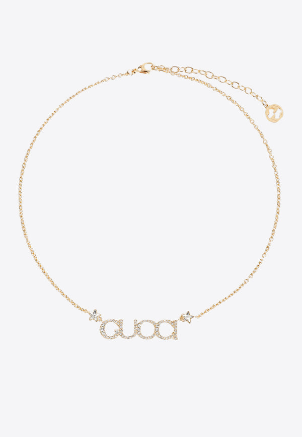 Logo Lettering Crystal-Embellished Necklace