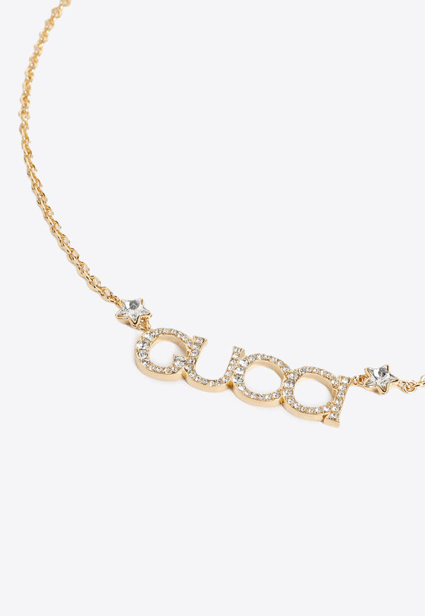 Logo Lettering Crystal-Embellished Necklace