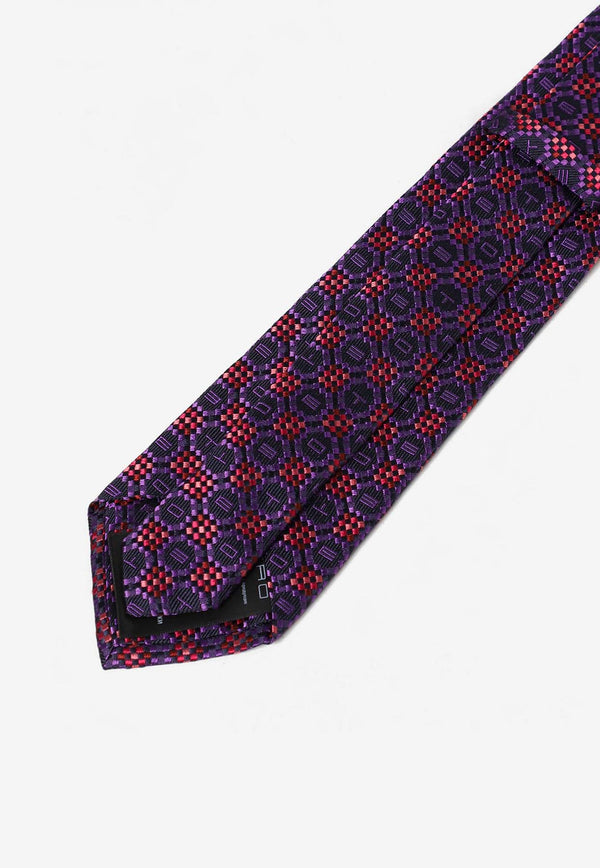 Etro Geometric Logo Pattern Silk Tie Multicolor 12026-6032 0400
