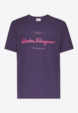Salvatore Ferragamo 1927 Signature Logo T-shirt Purple 120613 H 750218 DEEP PURPLE/HOT PINK