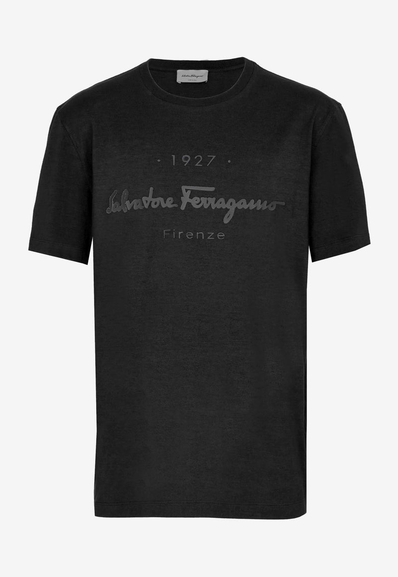 Salvatore Ferragamo 1927 Logo Print Crewneck T-shirt Black 120613 H 734897 BLACK/BLACK