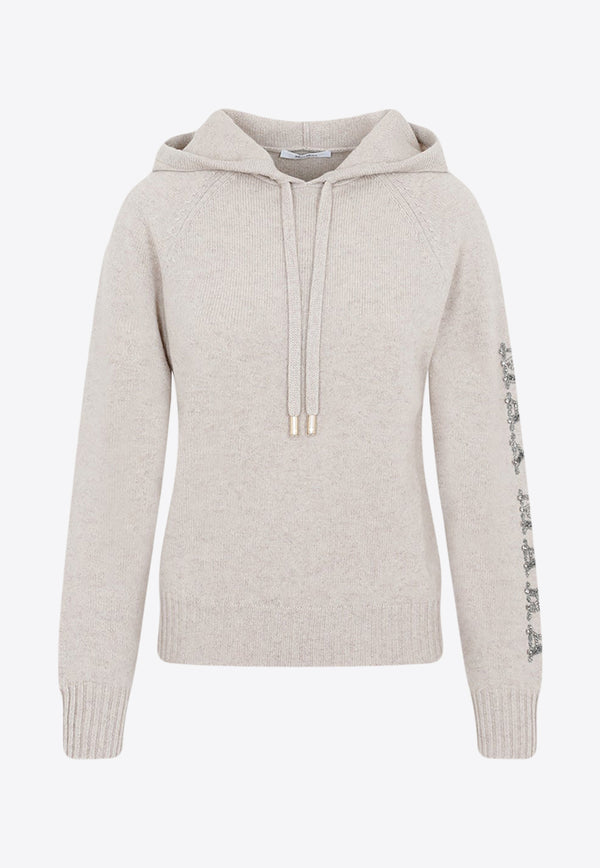 Crystal Logo Hooded Sweatshirt in Wool and Cashmere