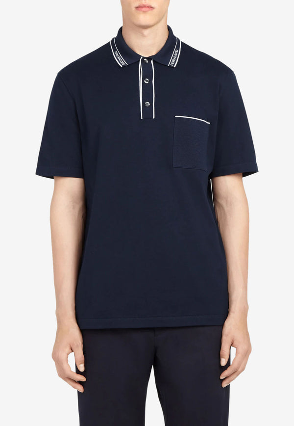Salvatore Ferragamo Jacquard Logo Short-Sleeved Polo T-shirt Navy 121091 H 750294 NAVY/BIANCO