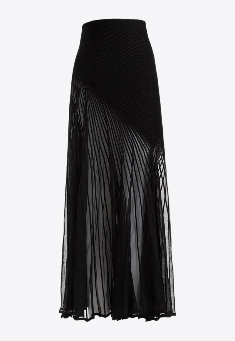 Pleated Semi-Sheer Midi Skirt