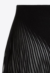 Pleated Semi-Sheer Midi Skirt