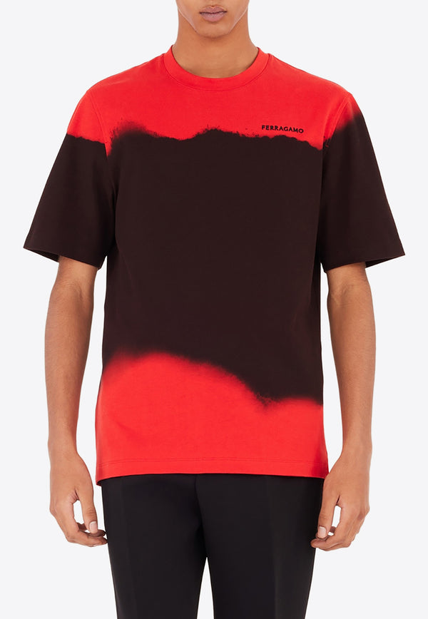 Salvatore Ferragamo Sunset-Print T-shirt Brown 121969 H 761330 RED/AUBERGINE