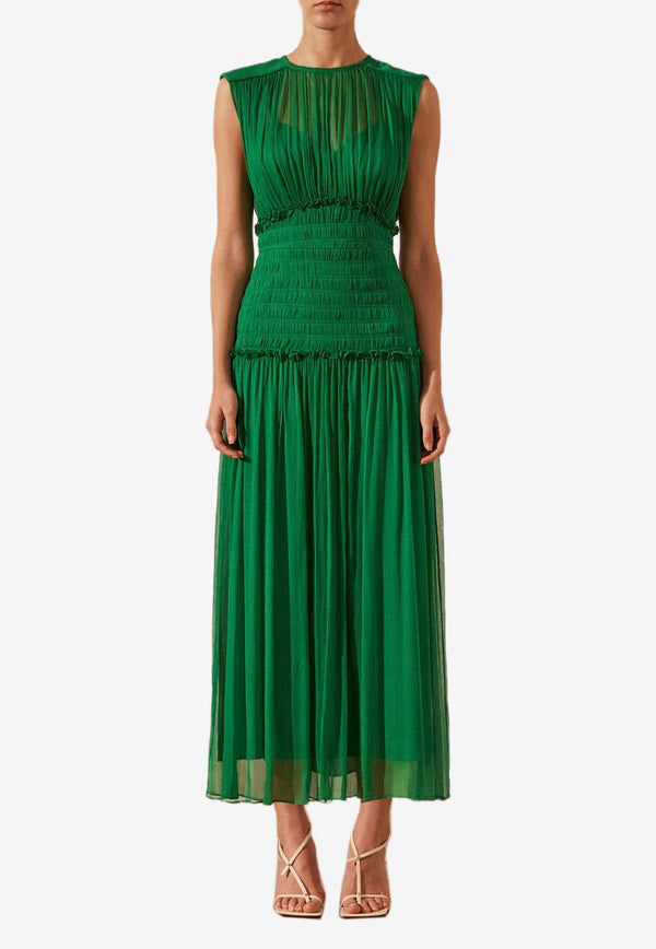 Shona Joy Malina Pleated Midi Dress Green 1233021GREEN