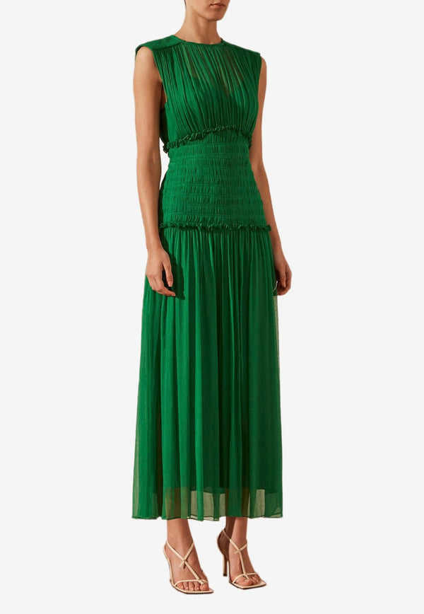Shona Joy Malina Pleated Midi Dress Green 1233021GREEN